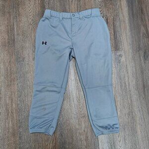 Under Armour Softball Pants Womens Small Gray Crop Baseball Adult
